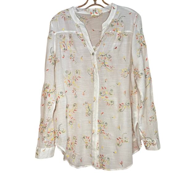 Women's Fig & Flower Long Sleeve Button Front Embroidered Blouse, Size XL, EUC - Picture 1 of 4